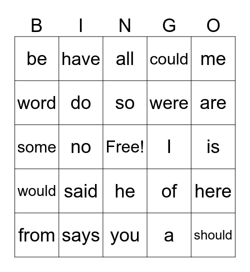 Tricky Word Bingo! Bingo Card