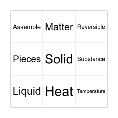 Science: Matter Bingo Card