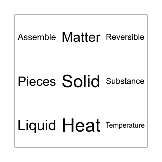 Science: Matter Bingo Card