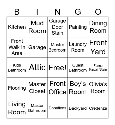 Fix our House 208 Mineral Point Bingo Card