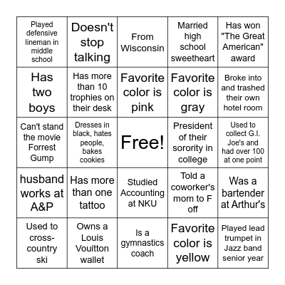 NAME THAT COWORKER Bingo Card