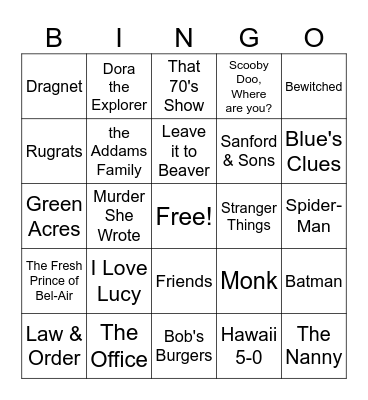 *Theme Songs Bingo Card
