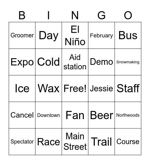 Birkie Bingo Card