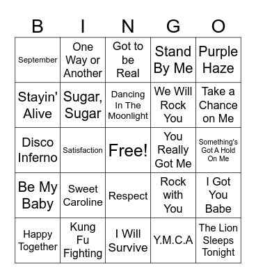 *60's & 70's Bingo Card