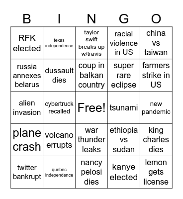 CARTER 2024 BINGO!! Bingo Card