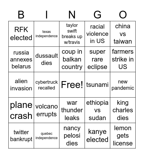 CARTER 2024 BINGO!! Bingo Card