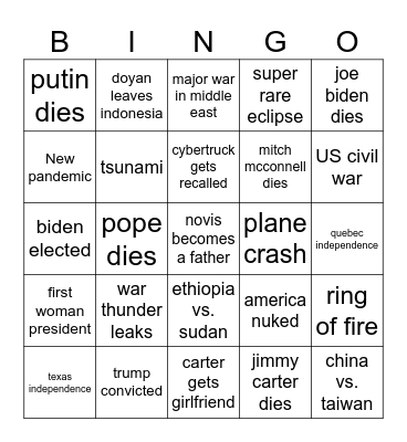 CARTER 2024 BINGO!! Bingo Card