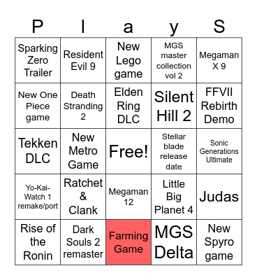 Playstation Direct predictions Bingo Card