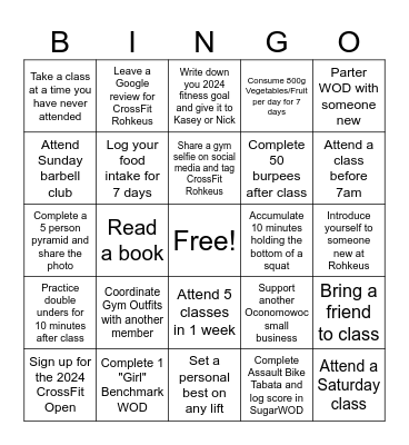 CrossFit Rohkeus BINGO Card