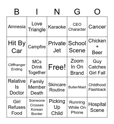 Crash Landing On You Ep1&2 Bingo Card