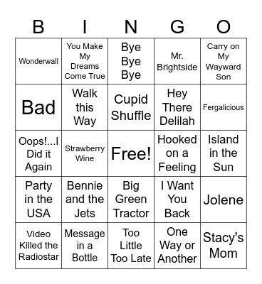 *Family Road Trip Bingo Card