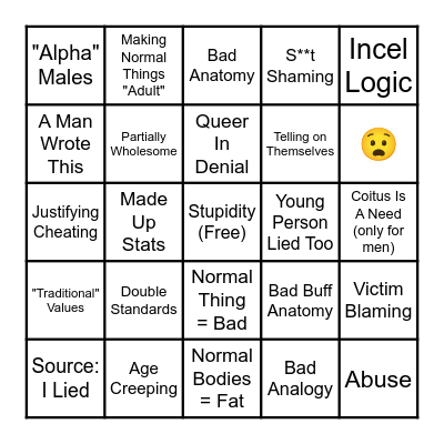 Sexism Bingo Card