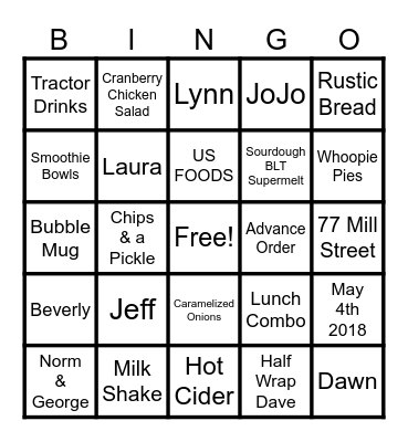 Pottery Cellar Bingo Card