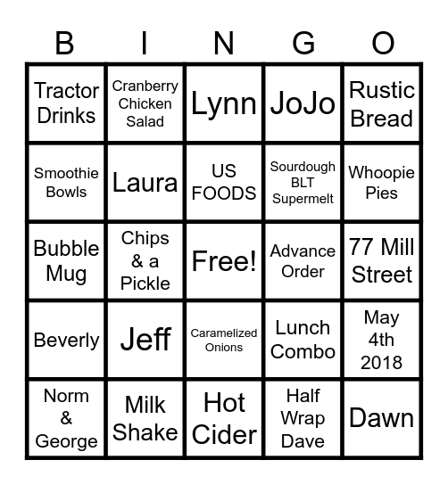 Pottery Cellar Bingo Card