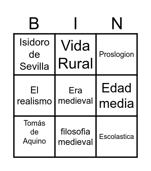 Filosofia Medieval Bingo Card
