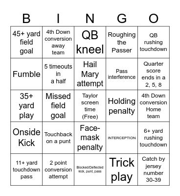 Super Bowl 2024 Bingo Card