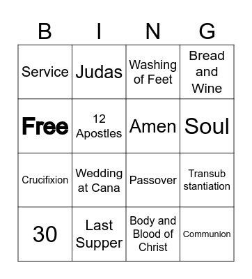 The Mass and Eucharist Bingo Card