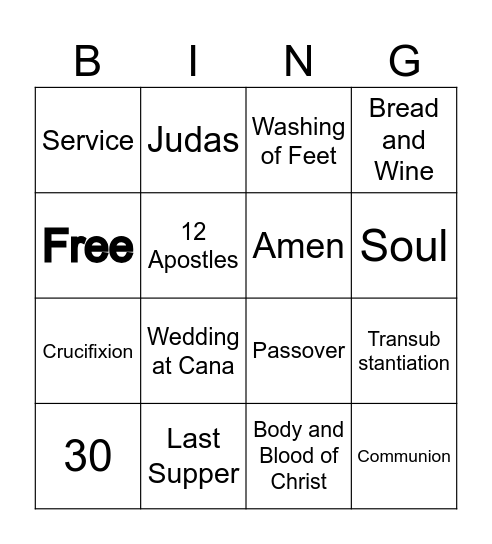 The Mass and Eucharist Bingo Card