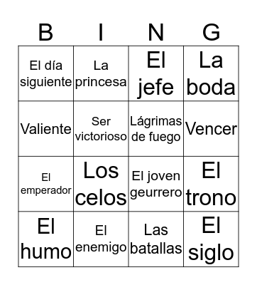Los Novios Bingo Card