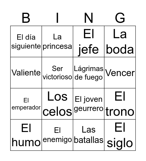 Los Novios Bingo Card