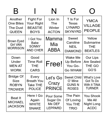BINGO BANGO Bingo Card