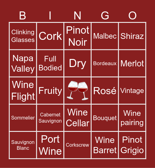 Wine Bingo Card