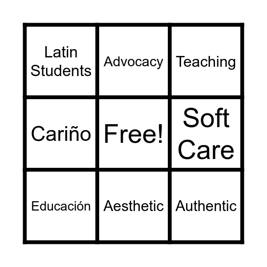 Vocabulary Bingo! Bingo Card