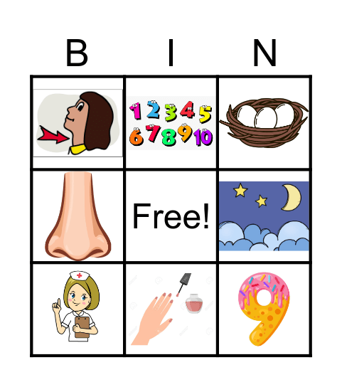 Letter Nn Bingo Card