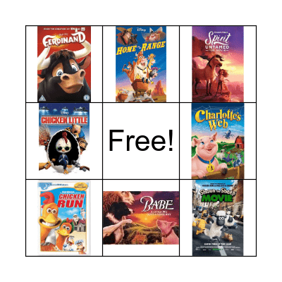 Farm Animal Movies Bingo Card