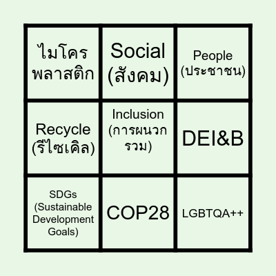 SustainaBingo Card