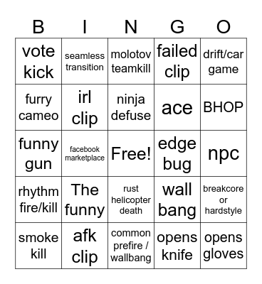 FranzJ Bingo Card