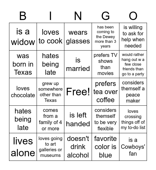 Find Someone Who Bingo Card