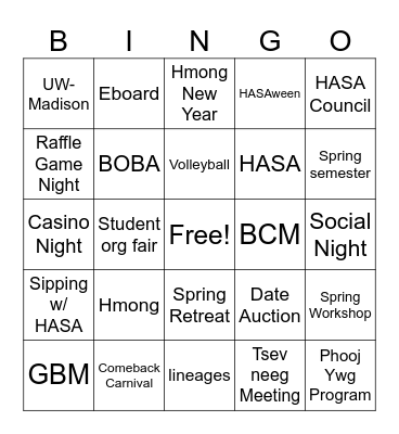 HASA Bingo Card