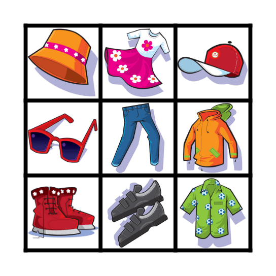 Clothes Bingo Card