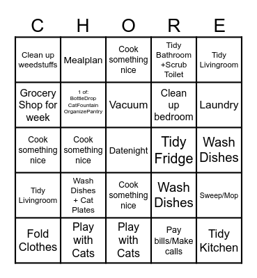 Chore Bingo Card