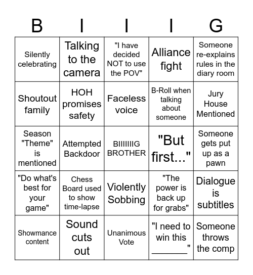 BB BINGO 2.0 Bingo Card