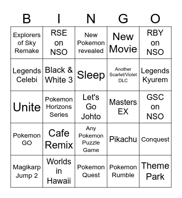 Pokemon Presents Feb 2024 Bingo Card