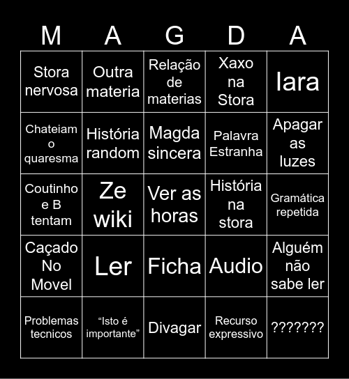 Magda’s bingo Card