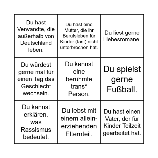 Diversity Bingo Card