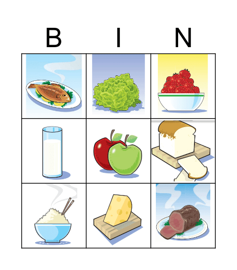 Food Bingo Card