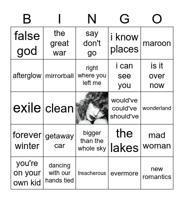 surprise songs killer Bingo Card