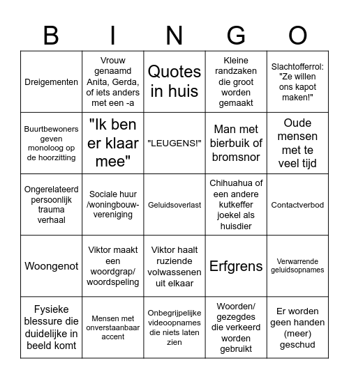 Meester Visser doet uitspraak Bingo Card