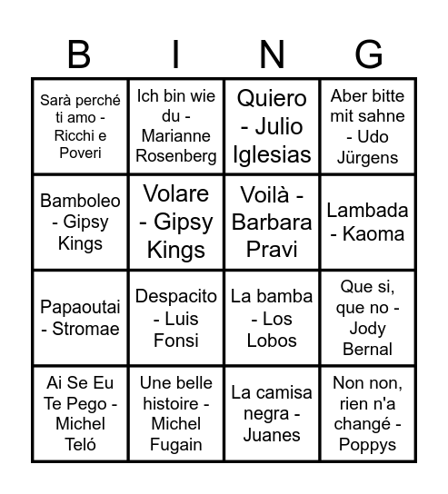 SARISJES - Exotische nummers Bingo Card