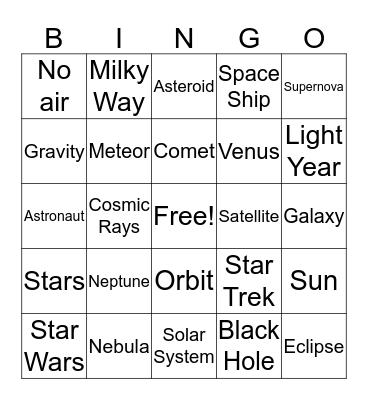 Space Bingo Card