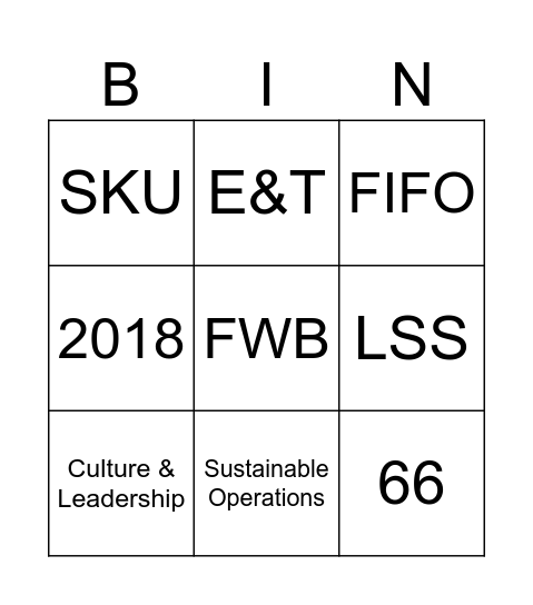 ISCO xLTF Bingo Card