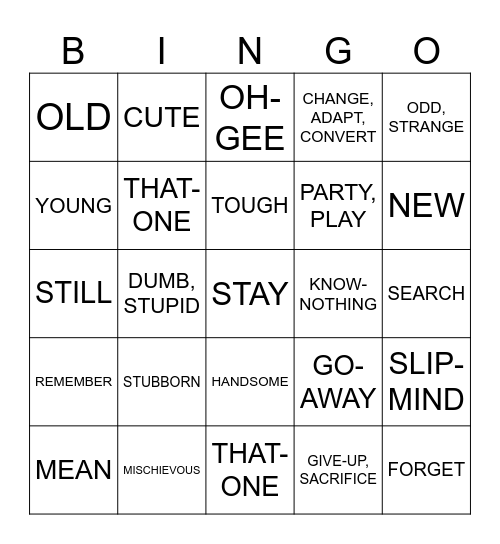 ASL UNIT 9 Bingo Card