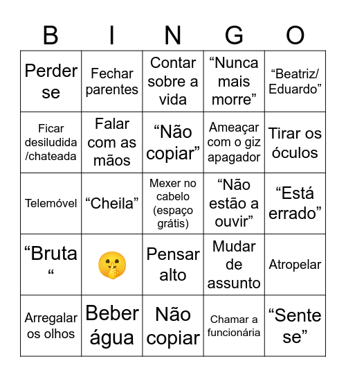 História Bingo Card