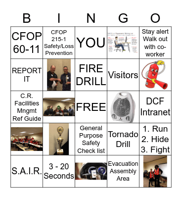 DCF Safety Bingo Card