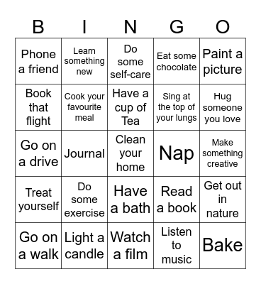 EOT Wellbeing Bingo Card