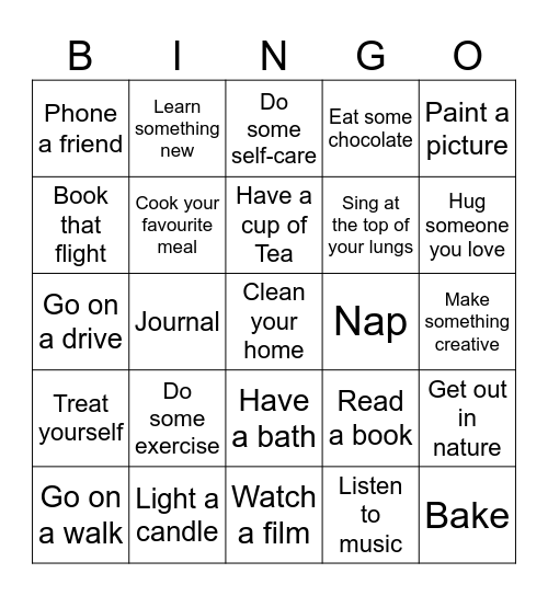 EOT Wellbeing Bingo Card
